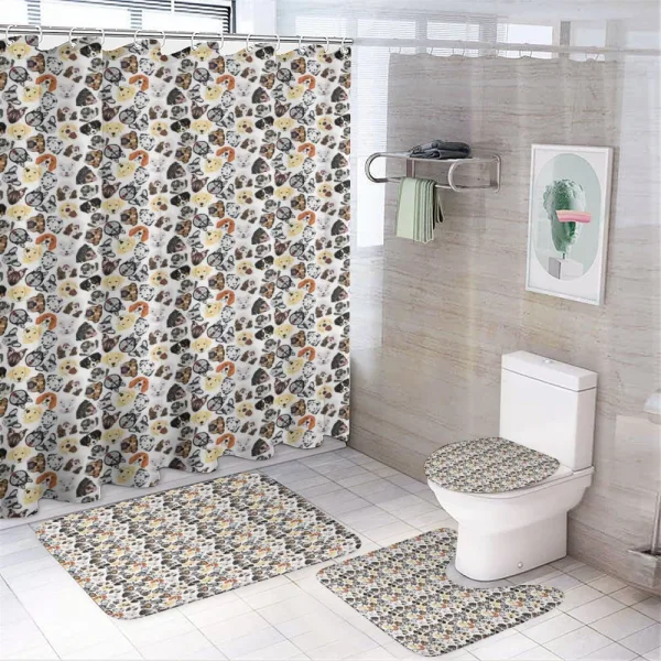 Types of Dog Faces Heads on a shower curtain