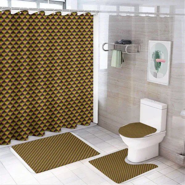 3D Cubes Vibrant Colors on a shower curtain