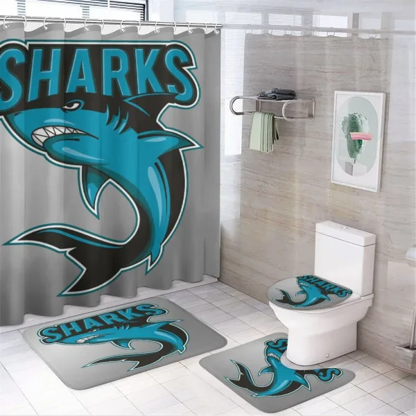 Angry Danger Fish Fins on a shower curtain