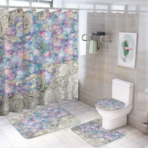 Baroque Hydrangeas Swirls on a shower curtain