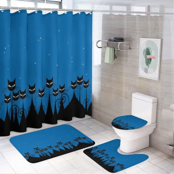 Black Cats Starry Sky on a shower curtain