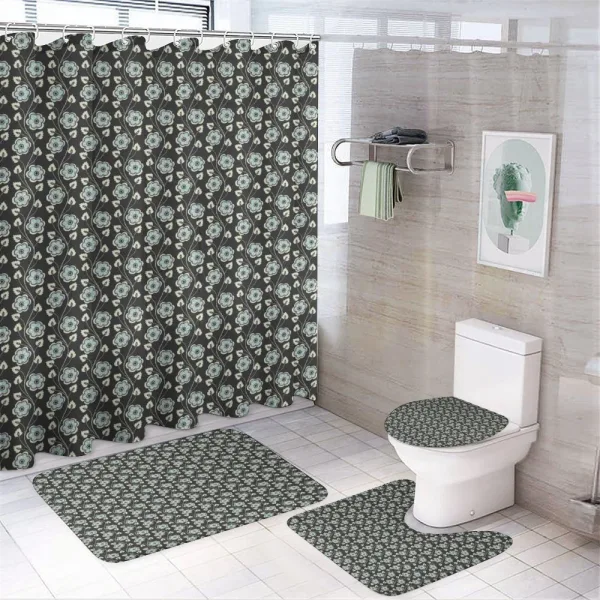 Blooming Floral Ornament on a shower curtain