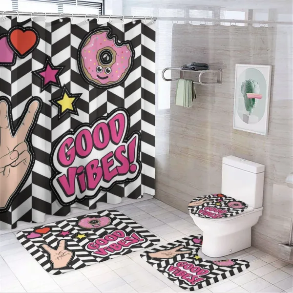 Cartoon Pop Emoticon on a shower curtain