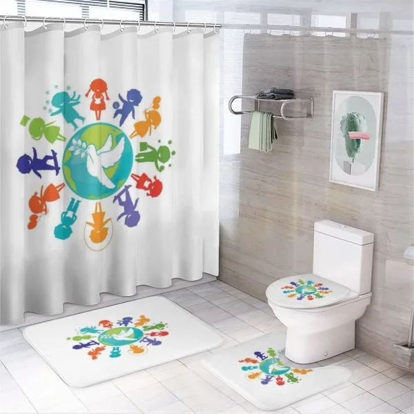 Children Pigeon Planet on a shower curtain