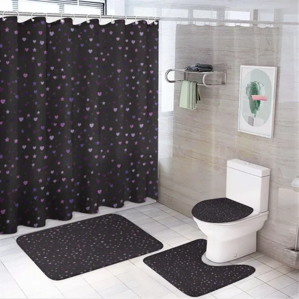 Colorful Hearts Spots on a shower curtain