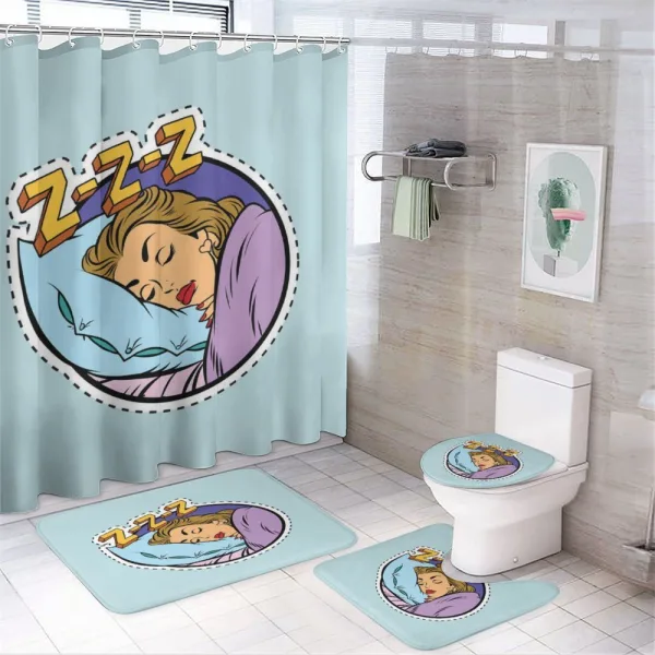 Comic Book Sleeping Girl on a shower curtain
