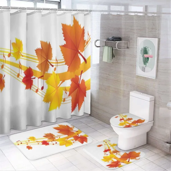 Dried Leaves Musical Notes on a shower curtain