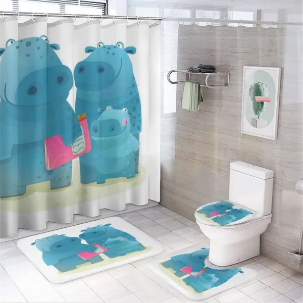 Graphic Happy Family on a shower curtain