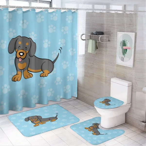 Happy Puppy Cartoon on a shower curtain