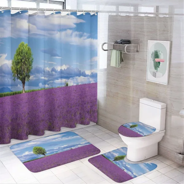 Lavender Field Tree on a shower curtain