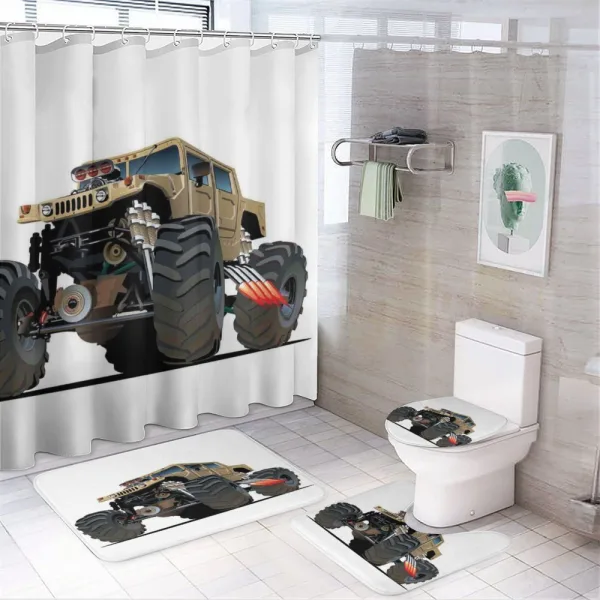 Monster Truck Racing on a shower curtain