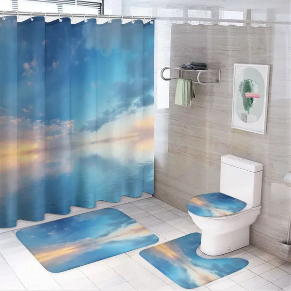 Ocean Horizon Clouds Sky on a shower curtain