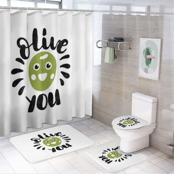 Olive You Funny Grunge on a shower curtain