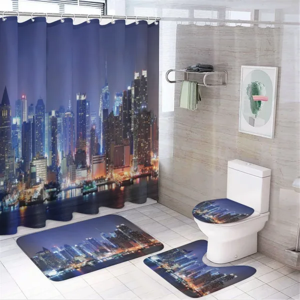 River and Skyline Photo on a shower curtain