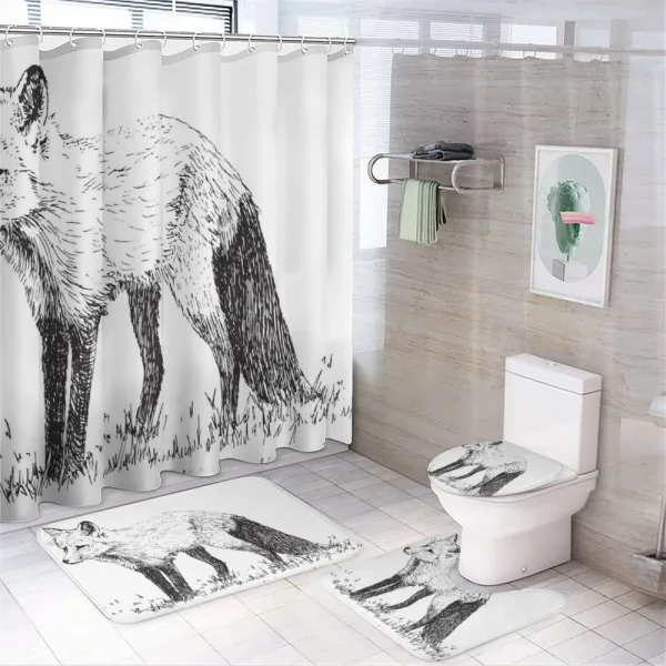 Sketchy Drawing on Animal Grass on a shower curtain
