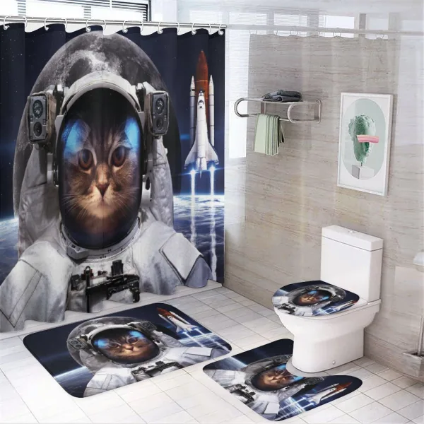 Space Traveller Pet on a shower curtain