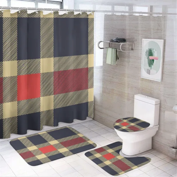 Vintage Plaid Lines on a shower curtain