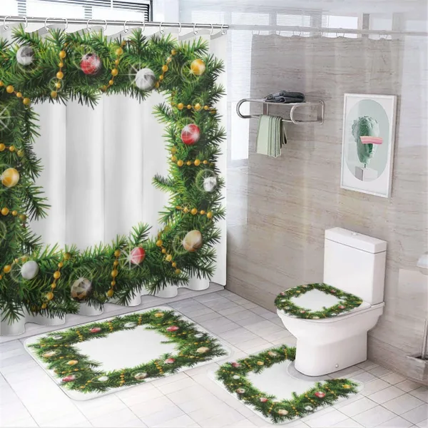 Winter Square Wreath on a shower curtain