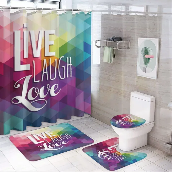 Words Mosaic on a shower curtain