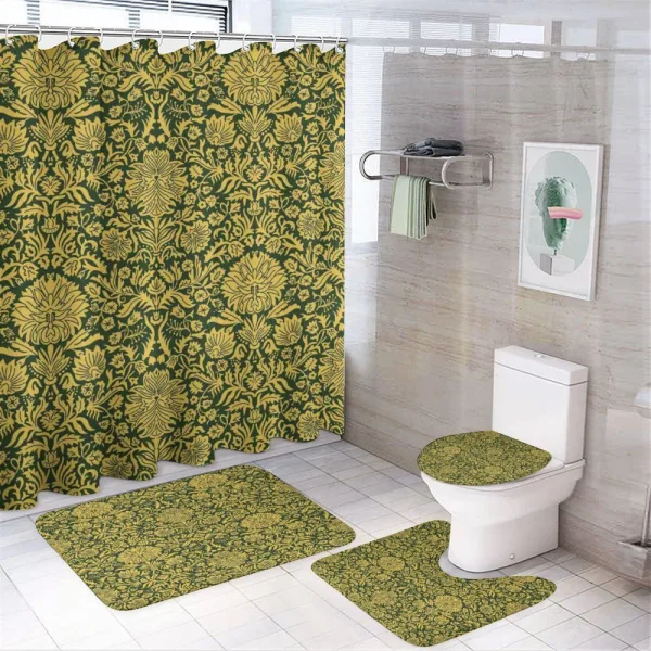 Baroque Flowers Motif on a shower curtain