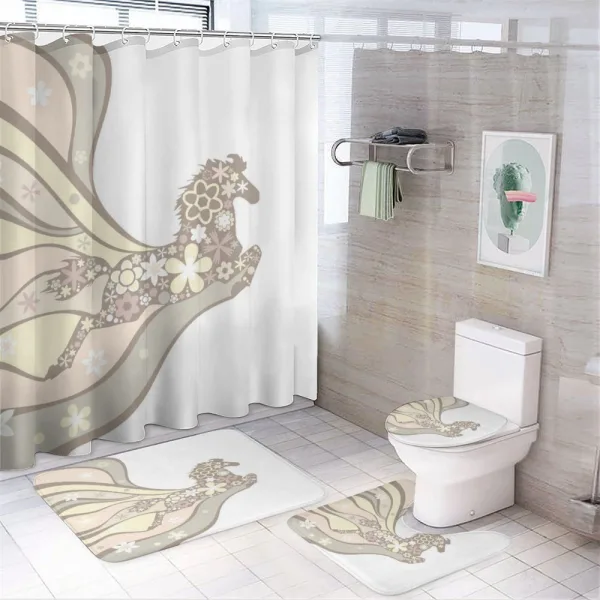 Floral Horse Galloping on a shower curtain