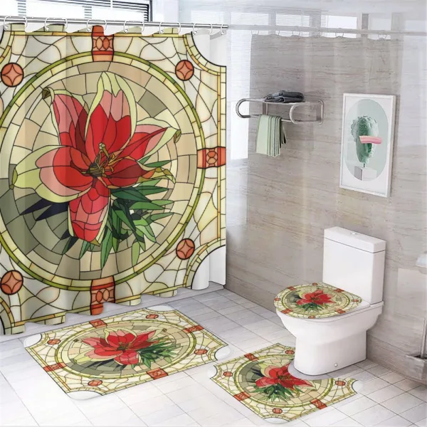 Flower Lily Leaves on a shower curtain