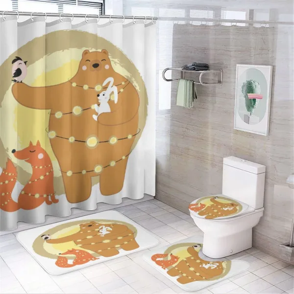 Friends Rabbit Bird Fox on a shower curtain