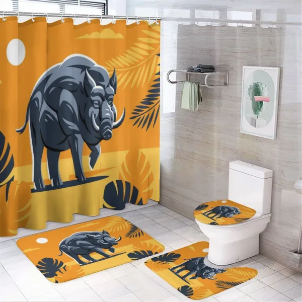 Hog Boar Tropical Leaves on a shower curtain