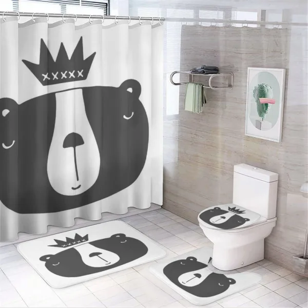 Humorous Bear in Crown on a shower curtain