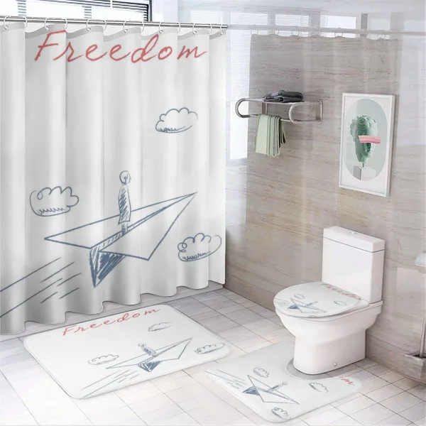Paper Plane Sketch on a shower curtain