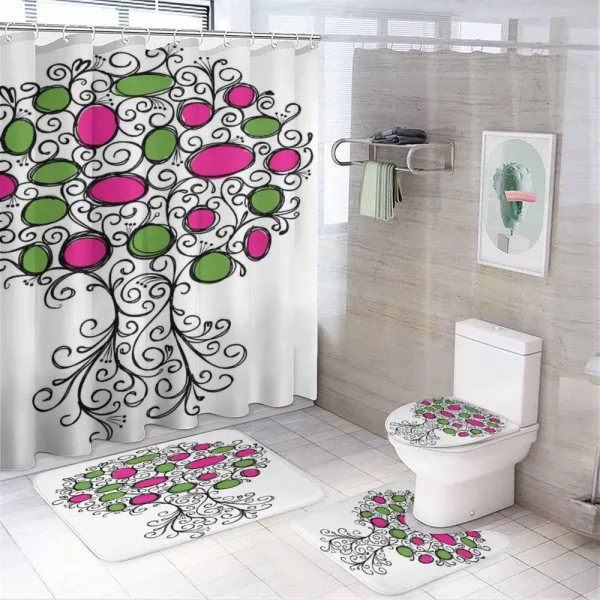Pink Green Spring Tree on a shower curtain