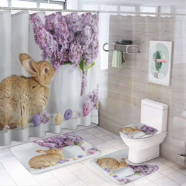 Rabbit with Lilac on a shower curtain
