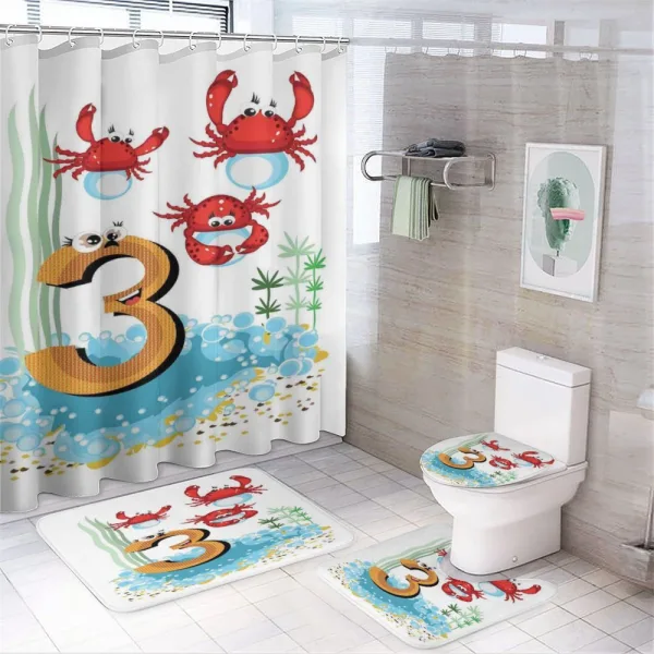 Sea Animals Kids Cartoon on a shower curtain