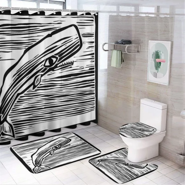 Vintage Stripy Sea Fish on a shower curtain