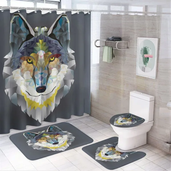 Wolf Coyote Portrait Art on a shower curtain