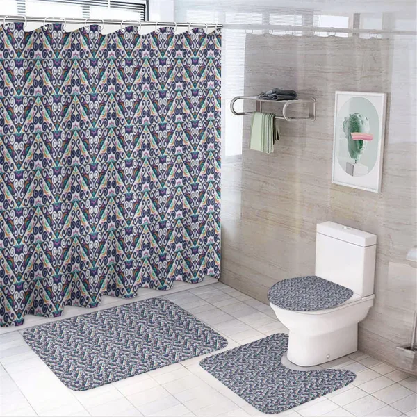 Abstract Folk Ornamental Motif on a shower curtain