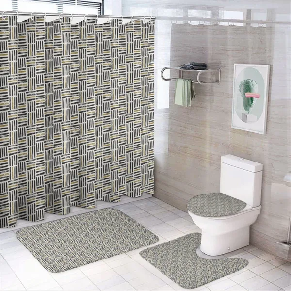 Brushstroke Modern Strips on a shower curtain