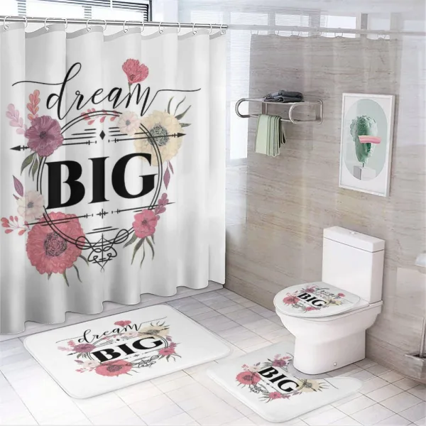 Dream Big Typography Flowers on a shower curtain