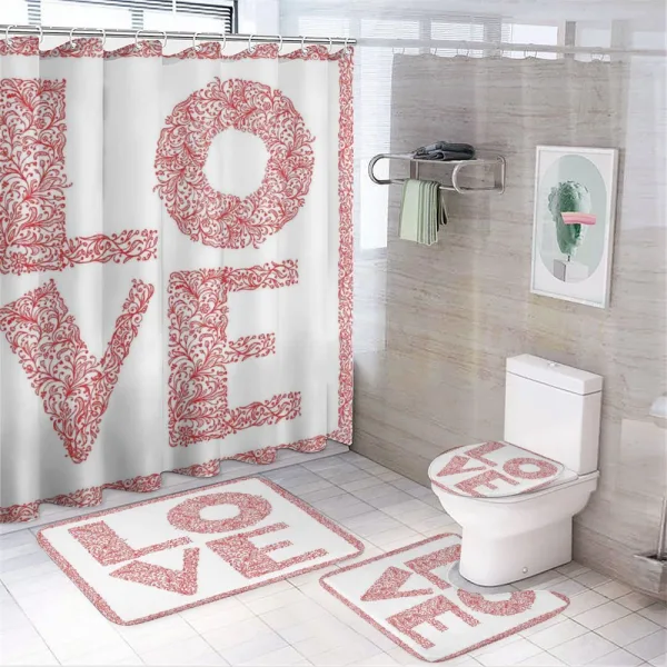 Floral Valentines Day on a shower curtain