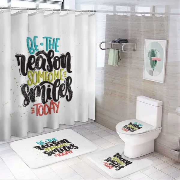 Funky Positive Calligraphy on a shower curtain