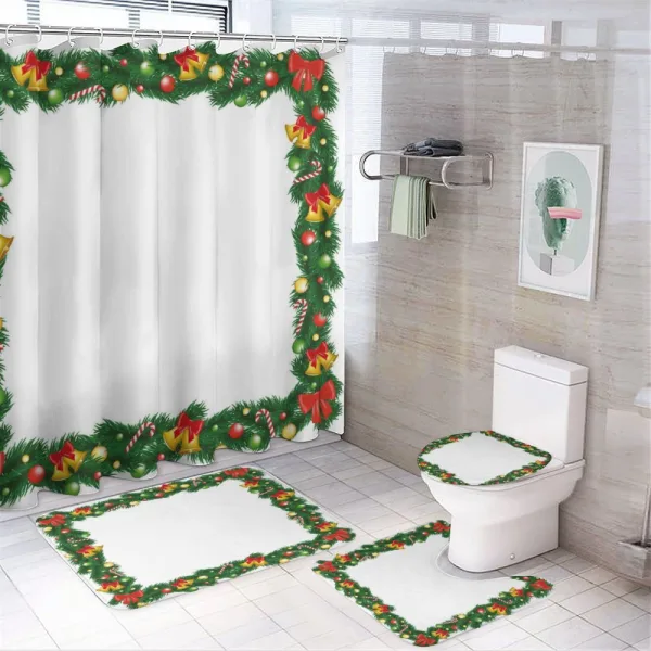 Garland with Ornaments on a shower curtain