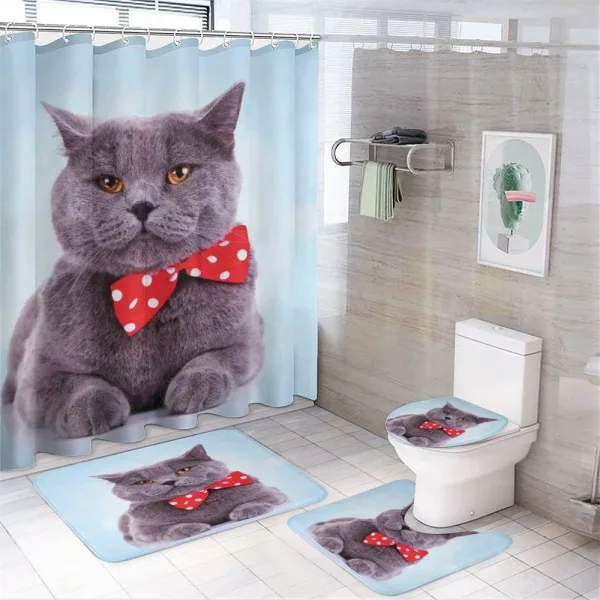 Grey Scottish Fold Theme on a shower curtain