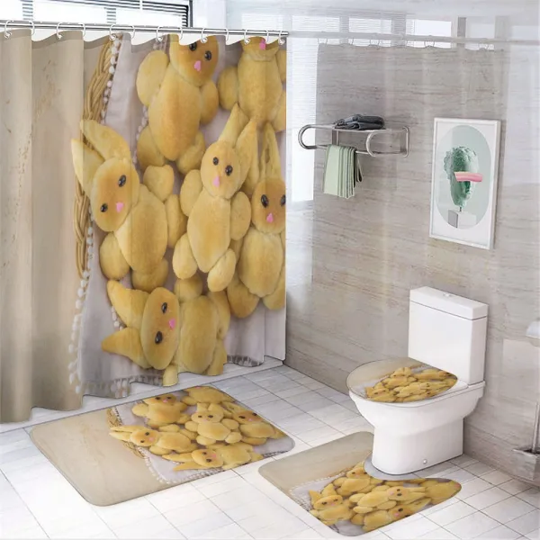 Homemade Rabbit Cookie on a shower curtain