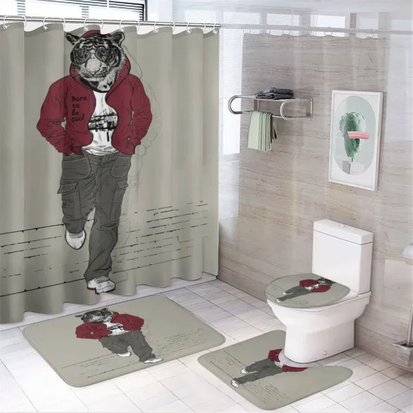 Lion Tiger Head Teenager on a shower curtain