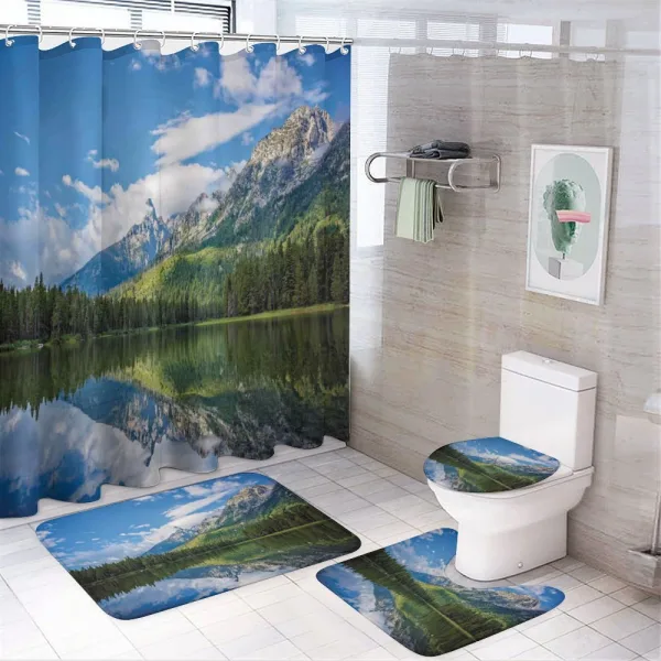 Mountain Lake Scenery on a shower curtain