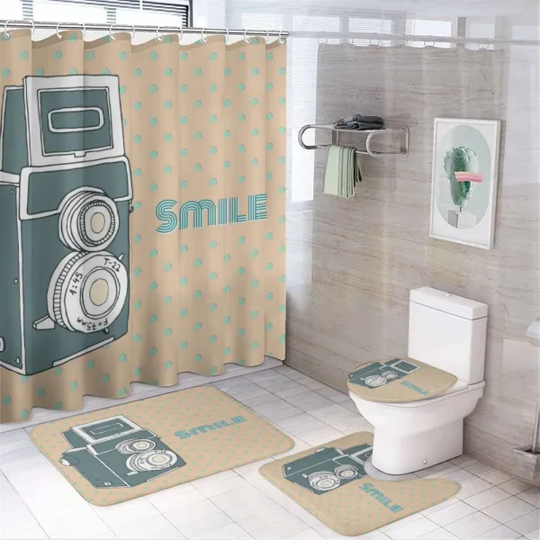 Nostalgic Smile Calligraphy on a shower curtain