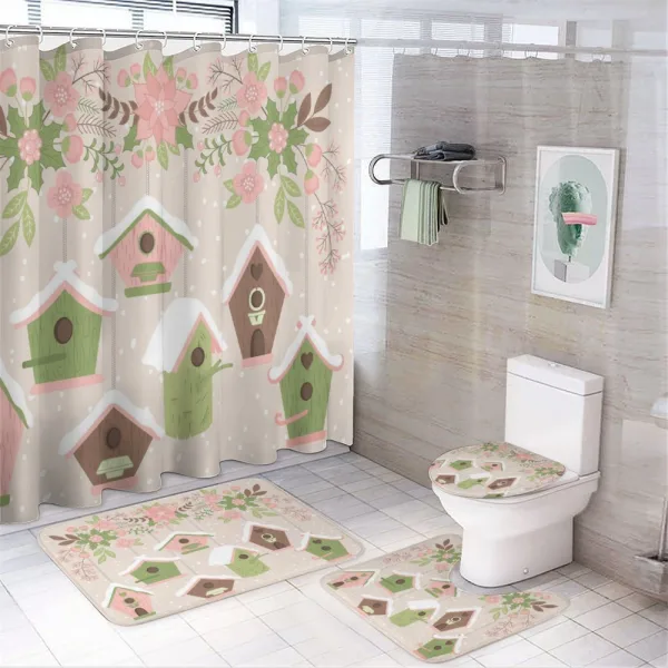 Pastel Floral Snow Nest on a shower curtain