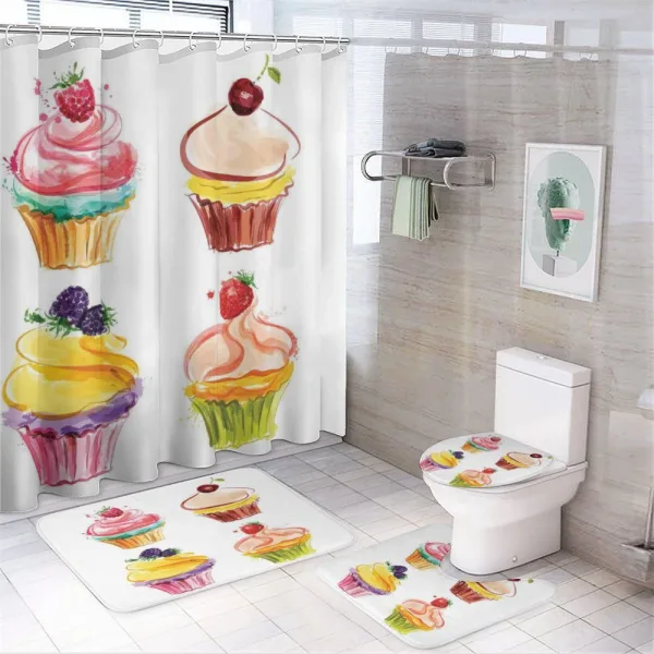 Pastel Watercolor Bakery on a shower curtain
