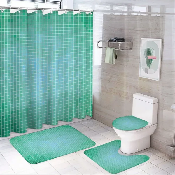 Pixel Mosaic Love Pattern on a shower curtain