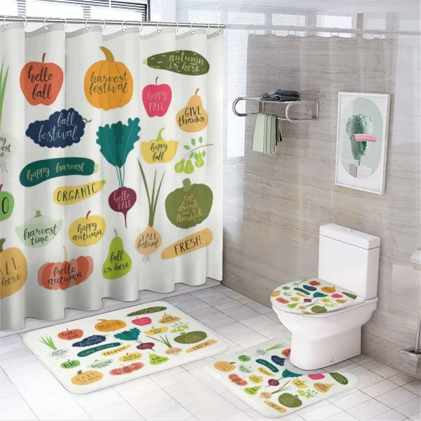 Plant Fruit Vegetable Slogan on a shower curtain